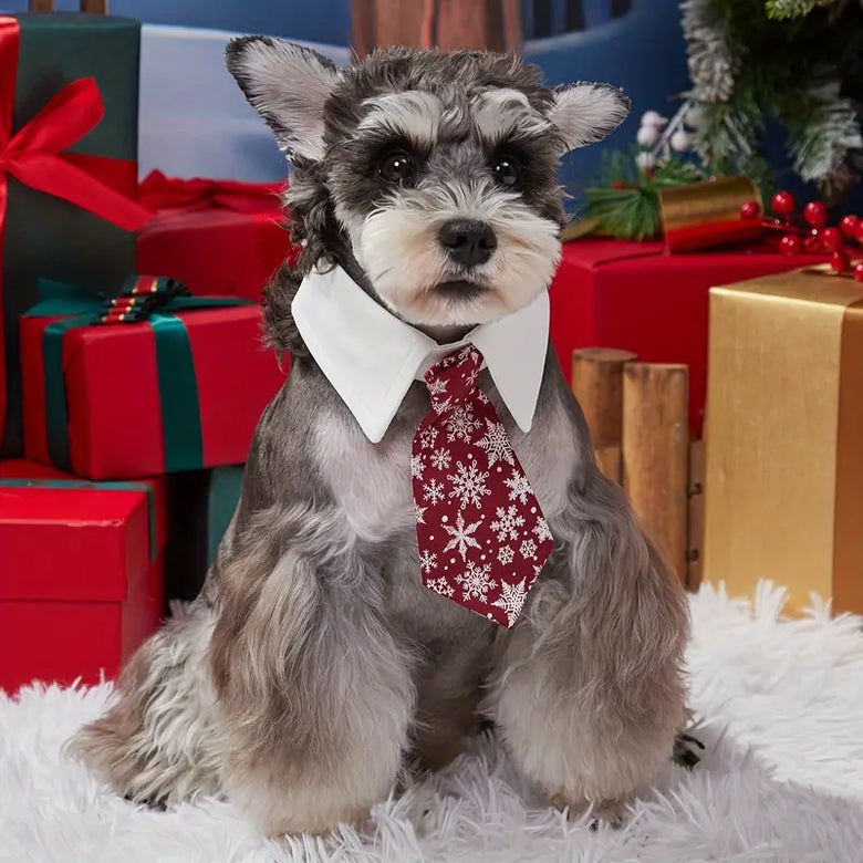 TMU - REPLAB SARL COLLARS Red Festive Winter Snowflake Dog Tie Collar