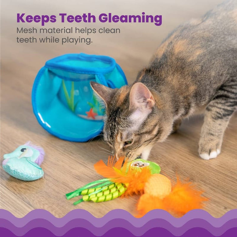Catstages Cat Toys Hide & Seek Blue Fish Bowl Interactive Cat Toy Set - 3 Pc