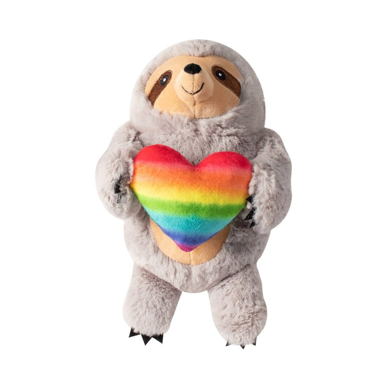 Pet Shop by Fringe Studio dog toys Follow Your Rainbow Heart Sloth Plush Squeak Dog Toy