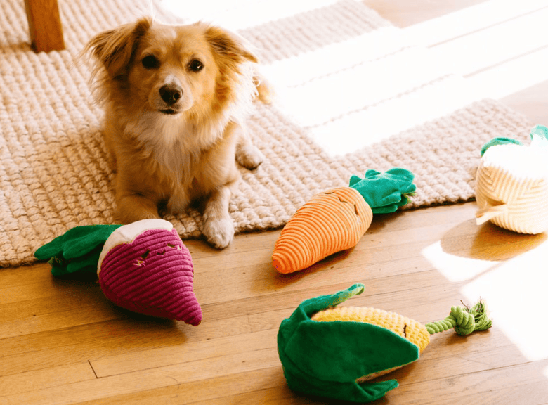 ZippyPaws dog toys Radish Crinkle Crops Leafy Plush Squeaky Crinkle Dog Toy