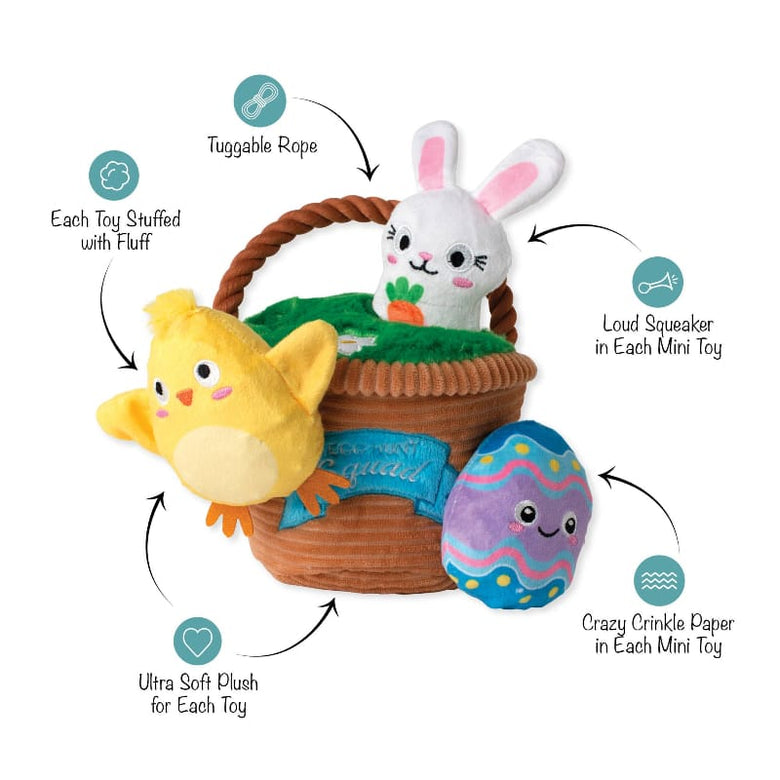 Petshop by Fringe Studio dog toys Easter Egg Hunt Squad Hide N Seek Interactive Plush Dog Toy Set - 4 Pc