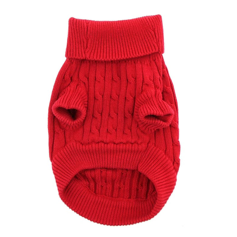 Doggie Design, Inc. Sweaters Combed 100% Cotton Cable Knit Fiery Red Dog Sweater