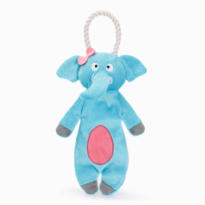 Hugsmart Products Inc Dog Toys Jumbo Animal Blue Elephant Rope Plush Squeaky Dog Toy