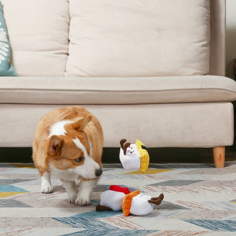 Hugsmart Products Inc dog toys Fdie Japan Sushi Squeaky Plush Dog Toy Set - 3 Pc