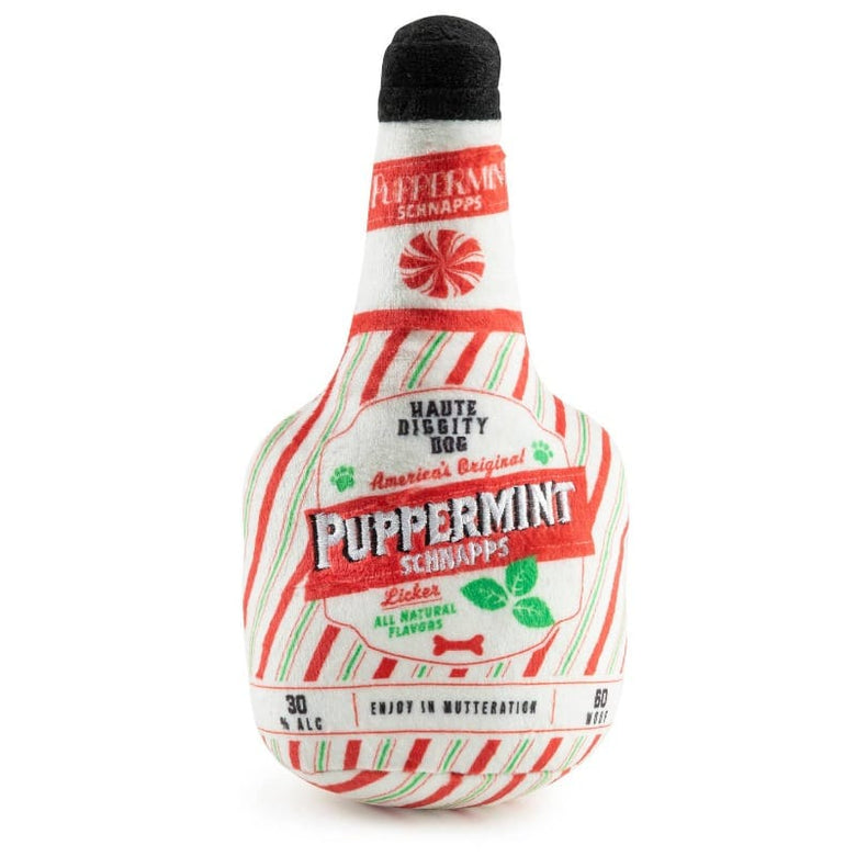 Haute Diggity Dog dog toys Puppermint Schnapps Bottle Christmas Plush Dog Toy