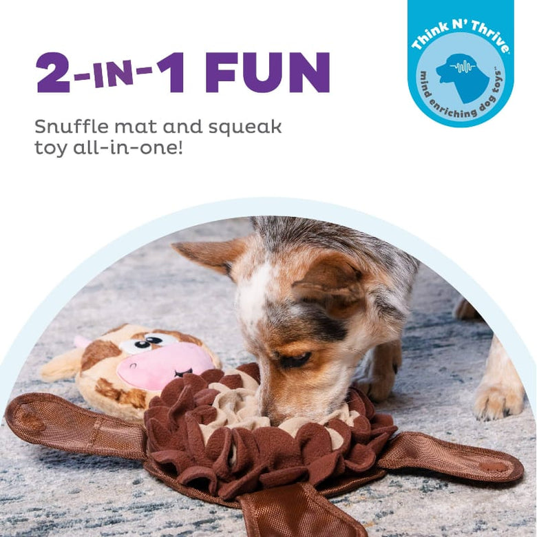 Outward Hound dog toys Snuffle Palz Brown Cow Large Plush Interactive Dog Toy