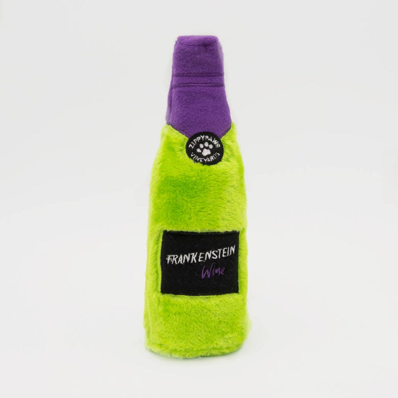 Happy Hour Crusherz Halloween Frankenstein Wine Plush Squeaky Dog Toy