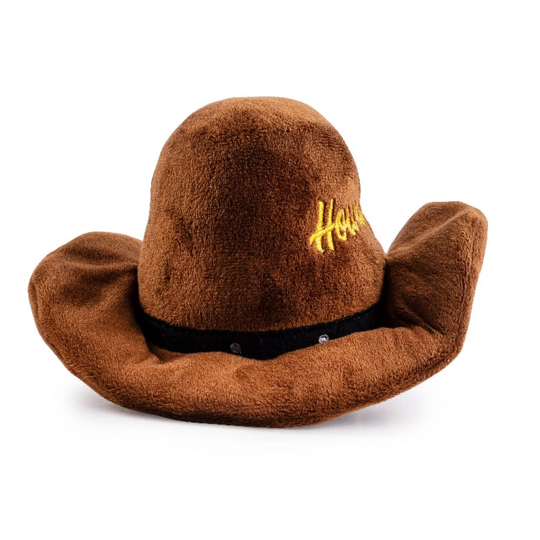 Haute Diggity Dog dog toys Brown Cowboy Hat Plush Squeaky Dog Toy