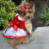 Christmas Candy Cane Bling Holiday Dog Harness Dress with Matching Leash