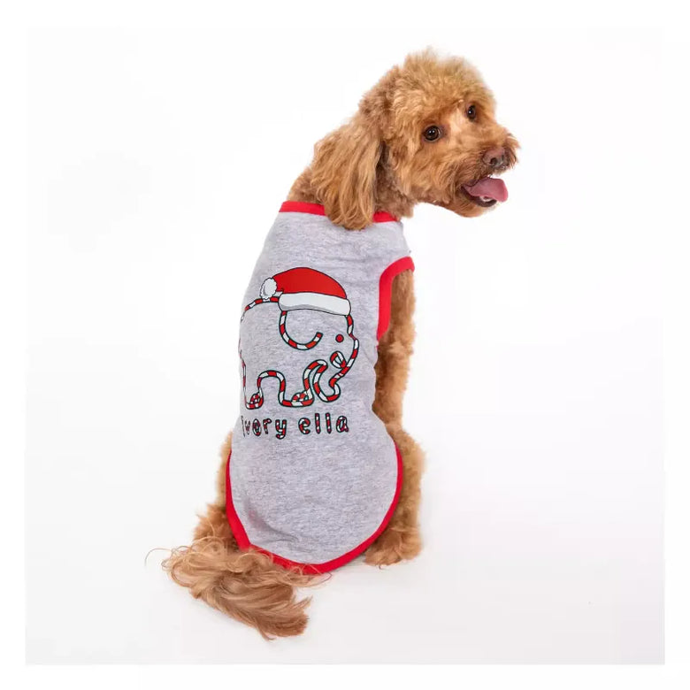 Barker's Bowtique Tee's Ivory Ella Santa Elephant Pet Tank