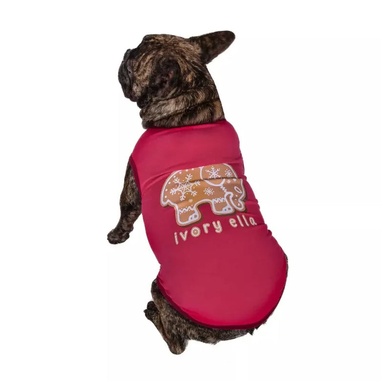 Barker's Bowtique Tee's Ivory Ella Snowflake GingerBread Elephant Pet Tank
