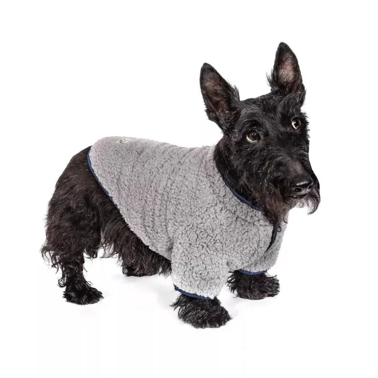 Barker's Bowtique Sweaters Ivory Ella Half-Zip Sherpa Pet Fleece Pullover - Gray