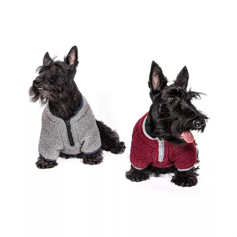 Barker's Bowtique Sweaters Ivory Ella Half-Zip Sherpa Pet Fleece Pullover - Cranberry