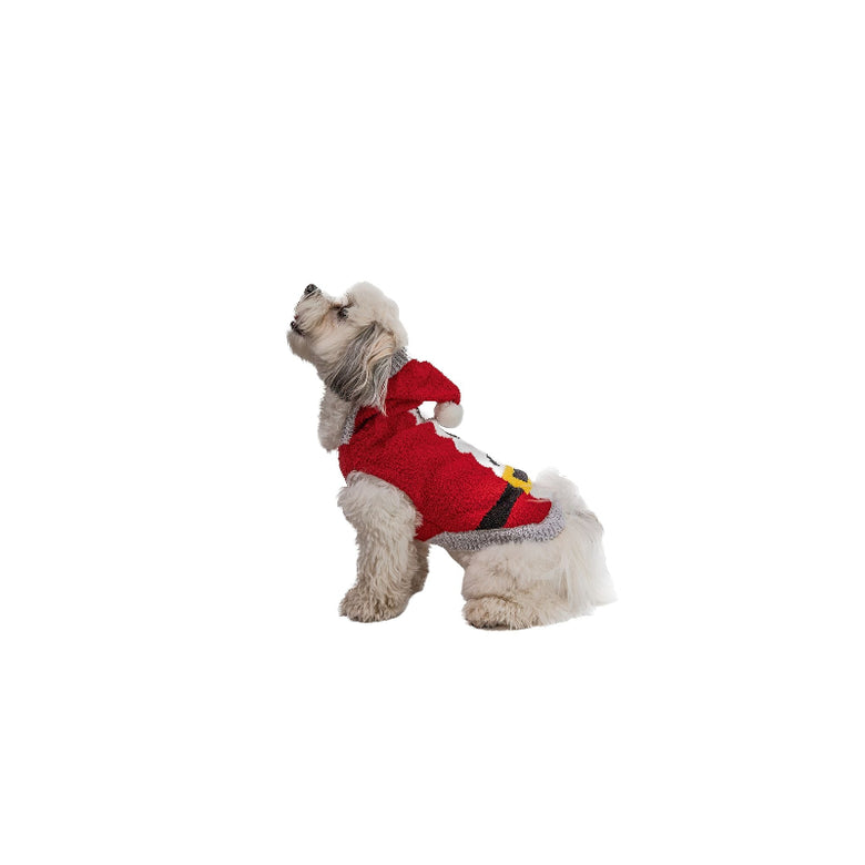Chenille Santa Hoodie Christmas Holiday Pet Sweater