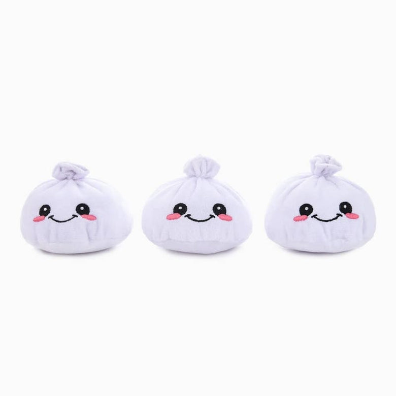 Hugsmart Products Inc dog toys Food Party Soup Dumplings Interactive Plush Dog Toy Set - 4 Pc