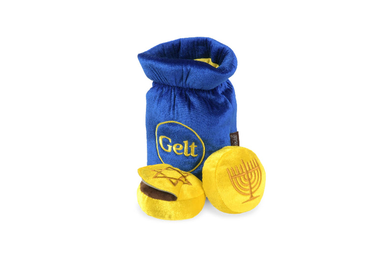 Paw-nukkah Gelt-y Treats Plush Squeaky Hanukkah Holiday Dog Toy Set - 3 Pc