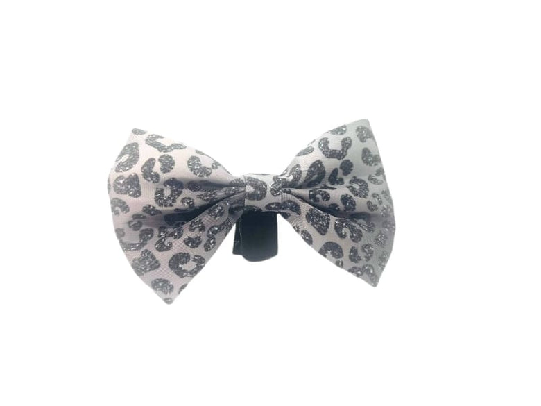 Mina + Pup Bow Tie You’re So Glam Leopard Silver Ombre Bow Tie Dog Collar Attachment