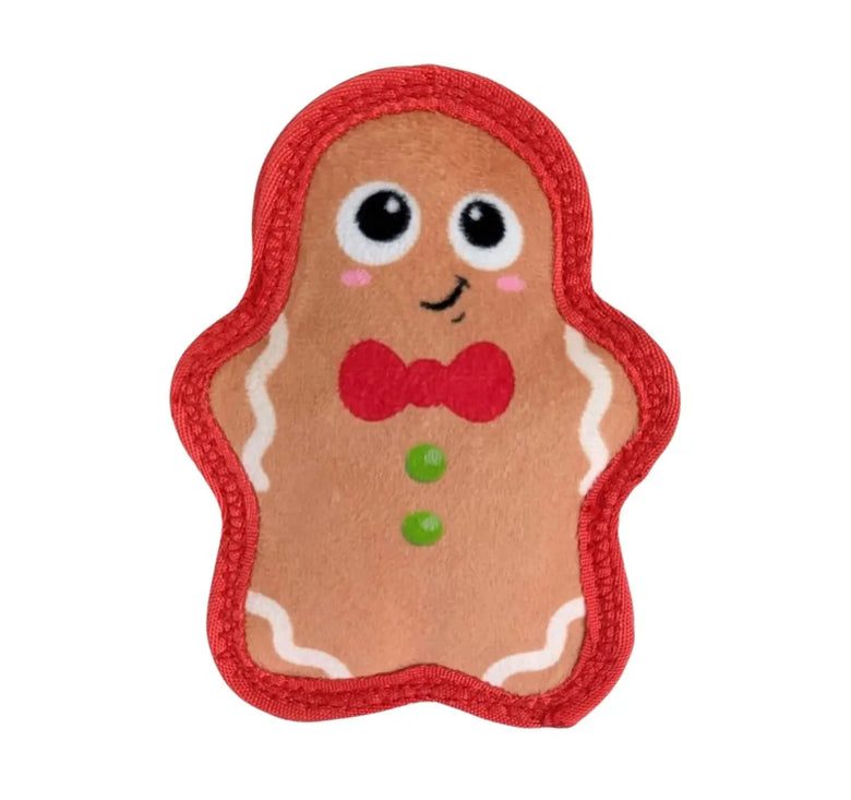 Christmas Gingerbread Man Tough Skinz Plush Squeaky Holiday Dog Toy