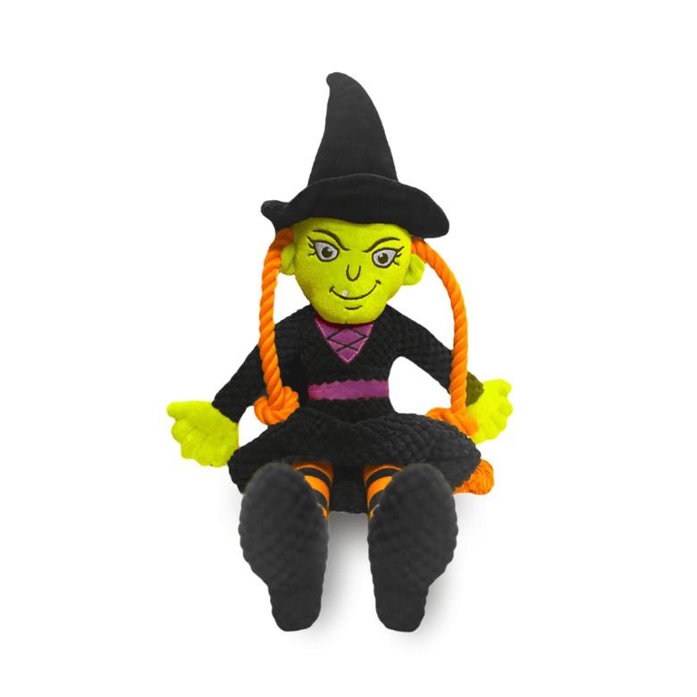 fabdog dog toys Halloween Floppy Witch Plush Crinkle Squeak Rope Dog Toy