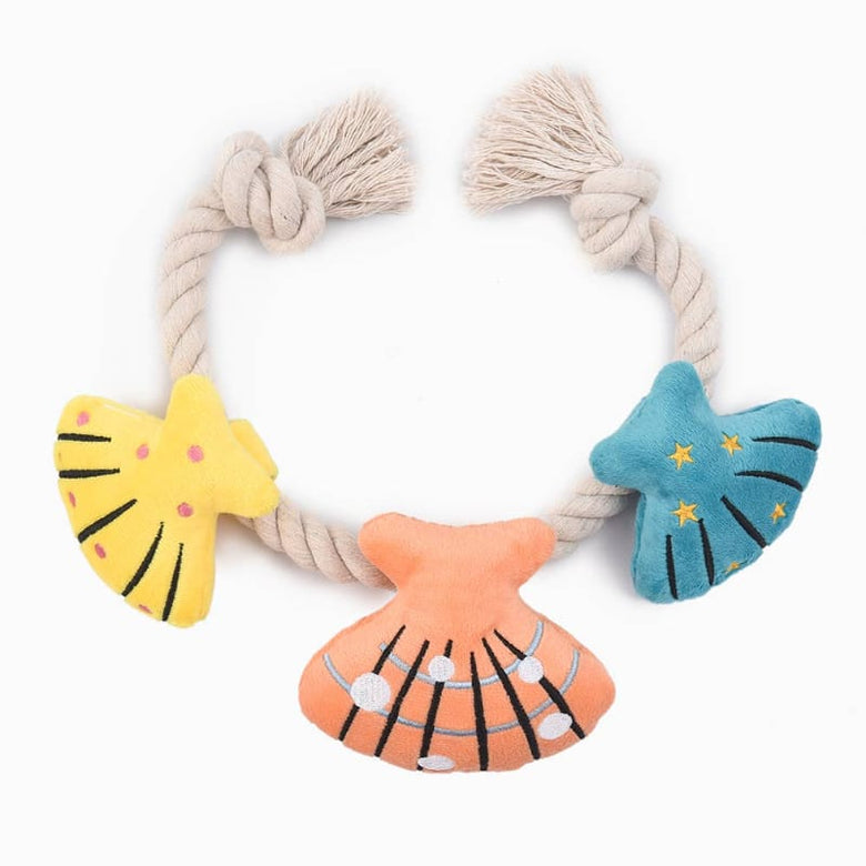 Hugsmart Products Inc Dog Toys Pirate Pups Shell Necklace Summer Beach Rope Dog Toy