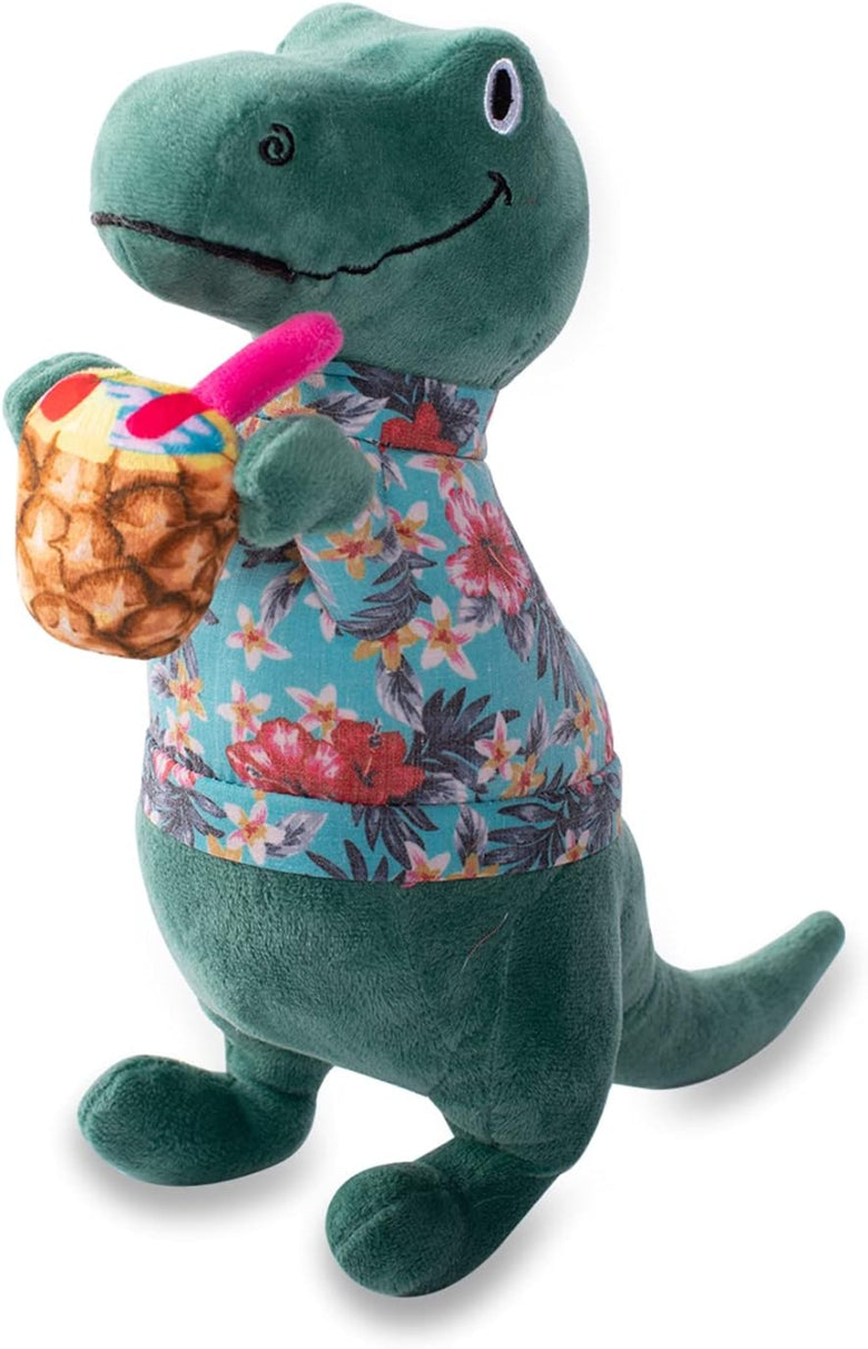 It's 5 O'Clock Somewhere Island Time Rex Plush Squeaky Dog Toy