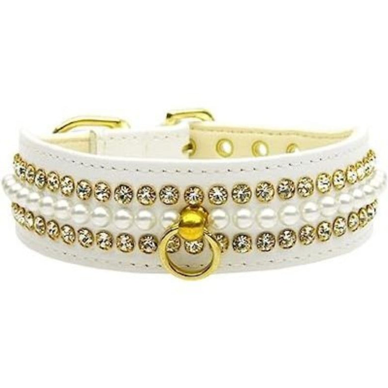 Mirage Pet Products Collars 16 / Wht Mini Faux Pearl & Crystel Set Pet Collar