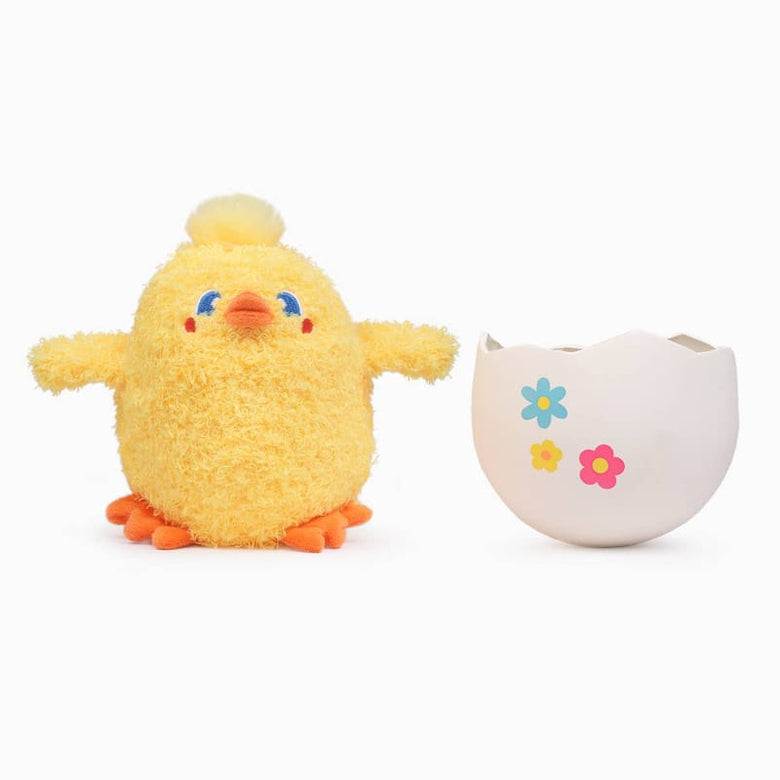 Hugsmart Products Inc Dog Toys Hoppin' Easter Baby Chick in Egg Spring Flowers Plush Squeak Dog Toy