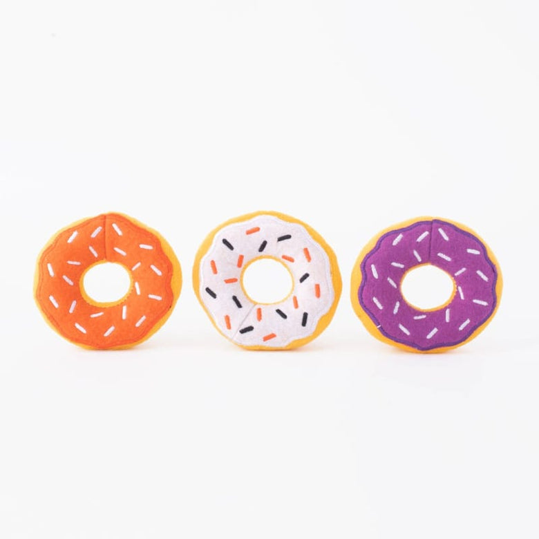 ZippyPaws dog toys Halloween Donutz Miniz Purple Orange White Dog Toy Set - 3 Pack