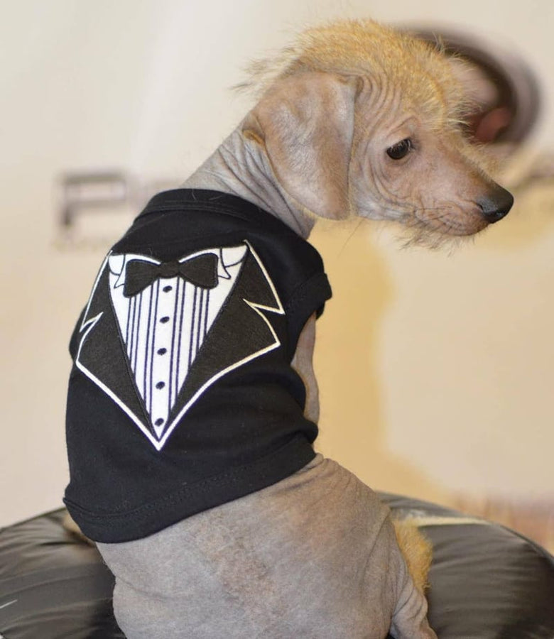 Parisian Pet® Tee's Black Tuxedo Elegant Formal Embroidered Dog T-Shirt