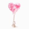 Hugsmart Products Inc dog toys Love is in the air Pink Heart Rope Tug Plush Squeak Dog Toy