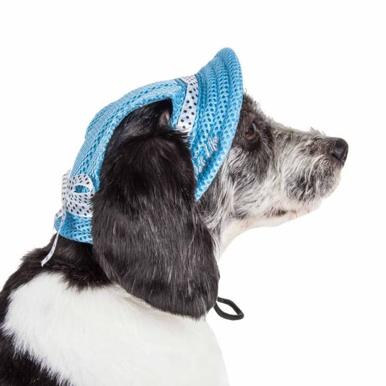 Pet Life Hats MD Sea Spot Sun UV Protectant Adjustable Pink with Polka Dot Trim Pet Hat Cap