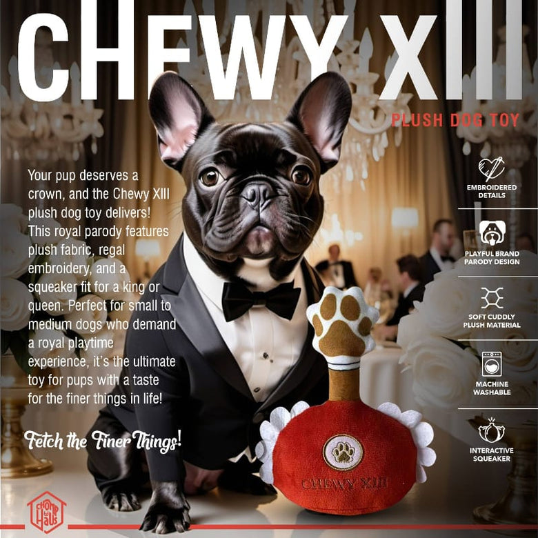 Chomp Haus Dog Toys Chewy XIII Plush Bottle Squeaky Dog Toy