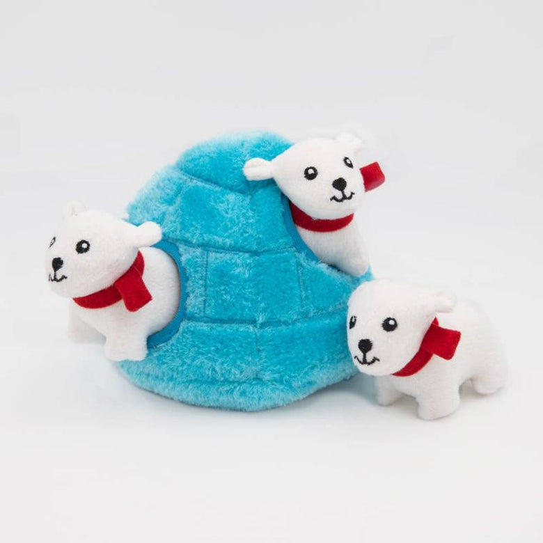 ZippyPaws dog toys Winter Burrow Polar Bear Igloo Dog Toy