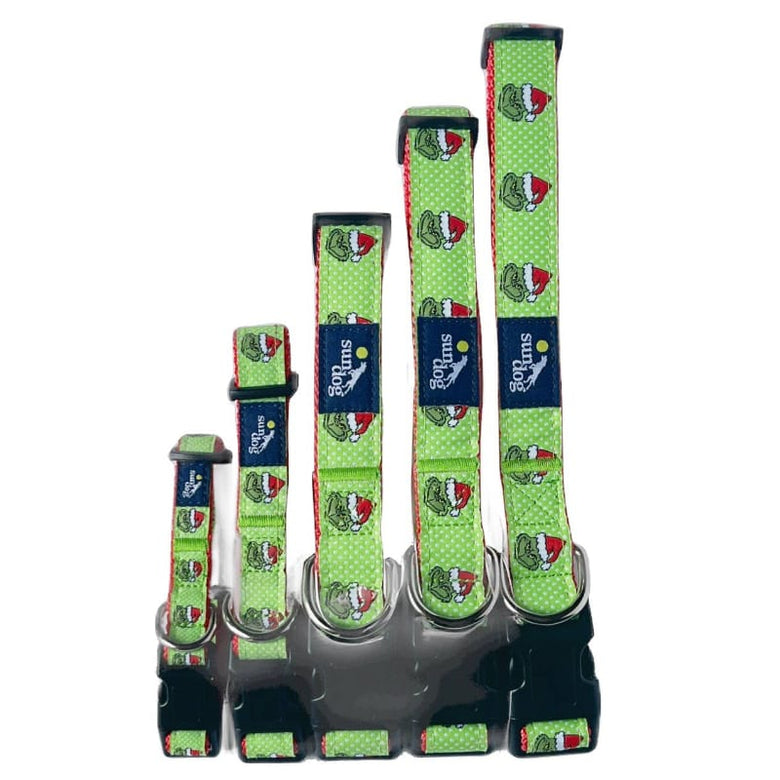 Sun Dog COLLARS Holiday Grouchy Grinch Green Dog Collar