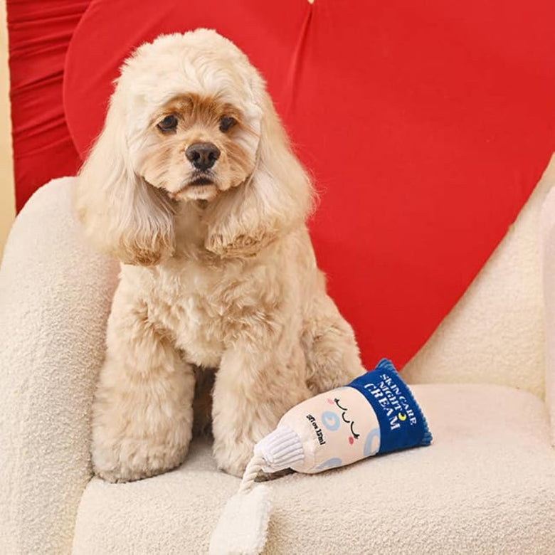 Hugsmart Products Inc Dog Toys Makeup Collection Night Cream Rope Plush Squeaky Dog Toy