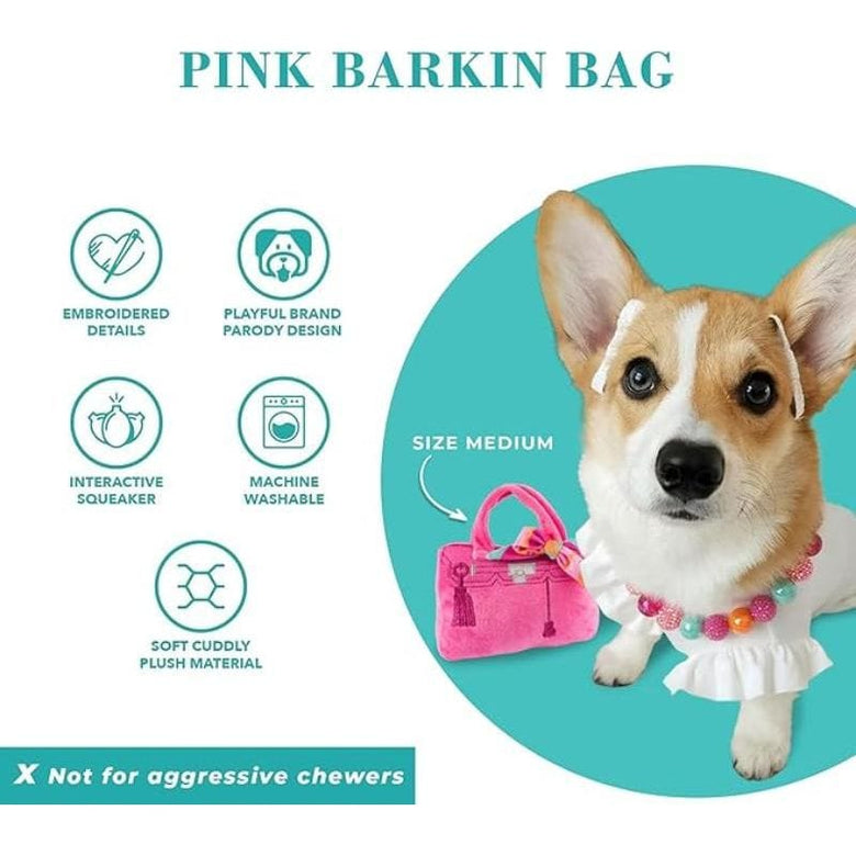 Haute Diggity Dog dog toys Barkin Bag Pink w/ Scarf Plush Squeak Dog Toy