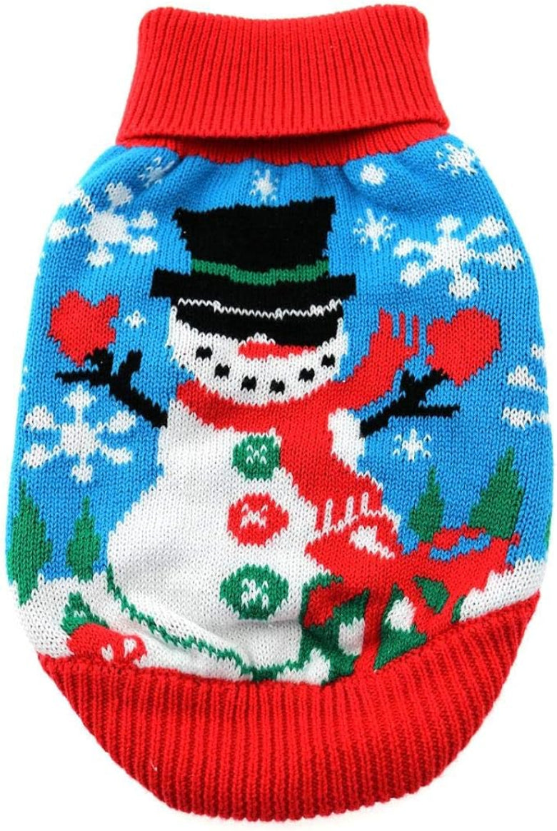 Combed Cotton Snowman Christmas Holiday Warm Dog Sweater