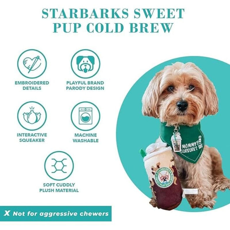 Haute Diggity Dog dog toys Starbarks Sweet Pup Cold Brew Plush Squeak Dog Toy