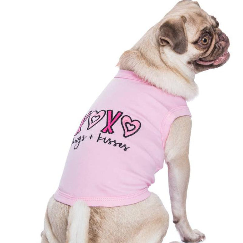 Parisian Pet Tee's XOXO Hugs & Kisses Pink Dog Tee