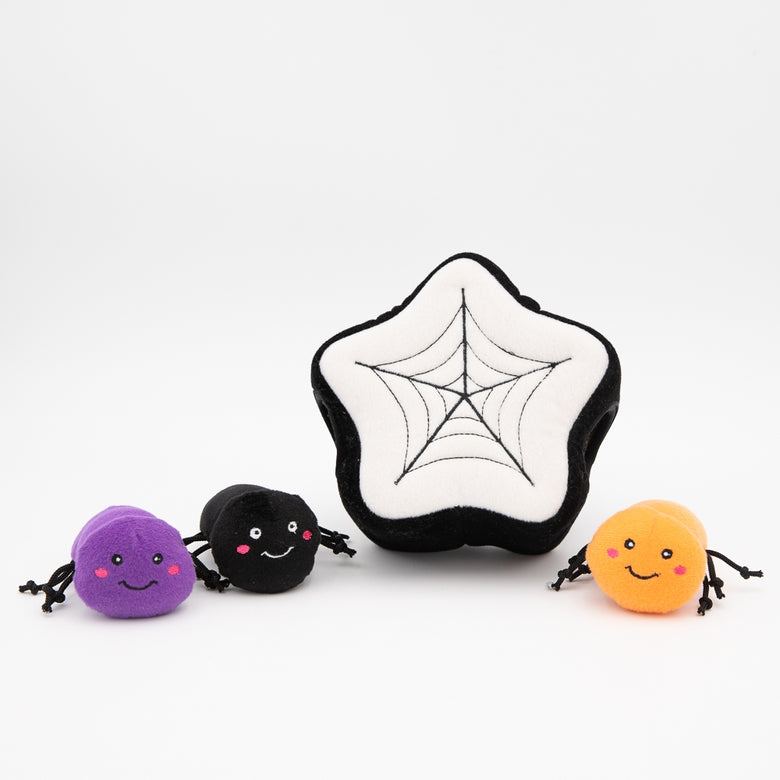 Halloween Burrow Spider Web Interactive Dog Toy Set - 4 Pc
