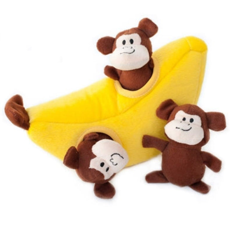 Zippypaws dog toys Burrow Monkey 'N Banana Interactive Dog Toy
