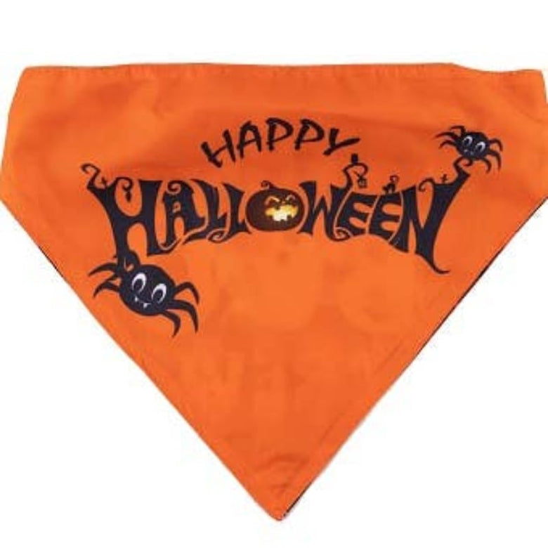 Barker's Bowtique Bandanas S Halloween Boo Orange Reversible Pet Bandana