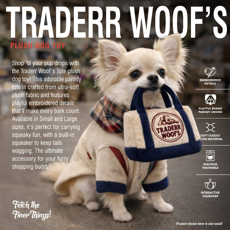 Chomp Haus Chomp Haus - Blue Traderr Woof’s – Plush Squeaky Designer Dog Toy: Large
