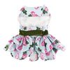 Doggie Design Dog Apparel Pink Rose Embroidered Collar Dog Harness Dress & Matching Leash