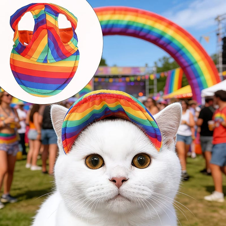 AE Hats Rainbow Striped Colorful Lightweight Pet Sun Cap - 3 Sizes