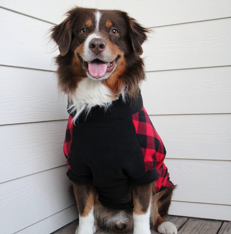 Doggie Design Jackets Red and Black Plaid Highline Fleece Dog Coat
