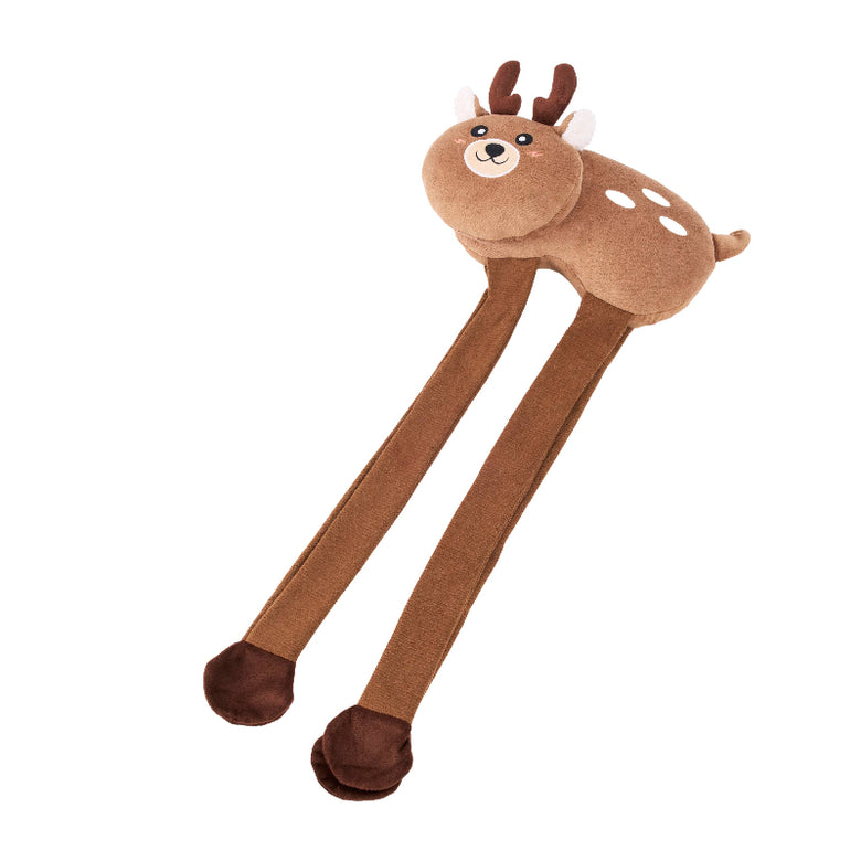 EcoZippy Christmas Holiday Crinkle Reindeer Plush Squeaky Jumbo Dog Toy