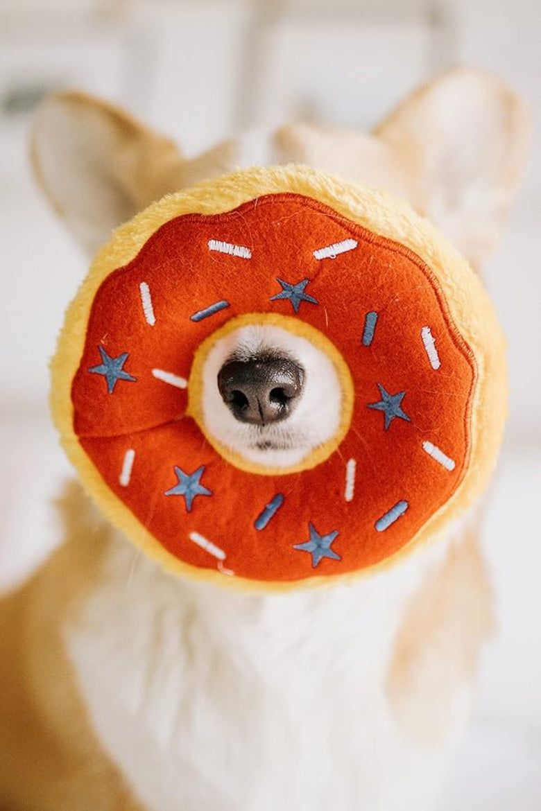 Americana Red White Blue Donutz Sprinkles Patriotic Squeaky Dog Toy