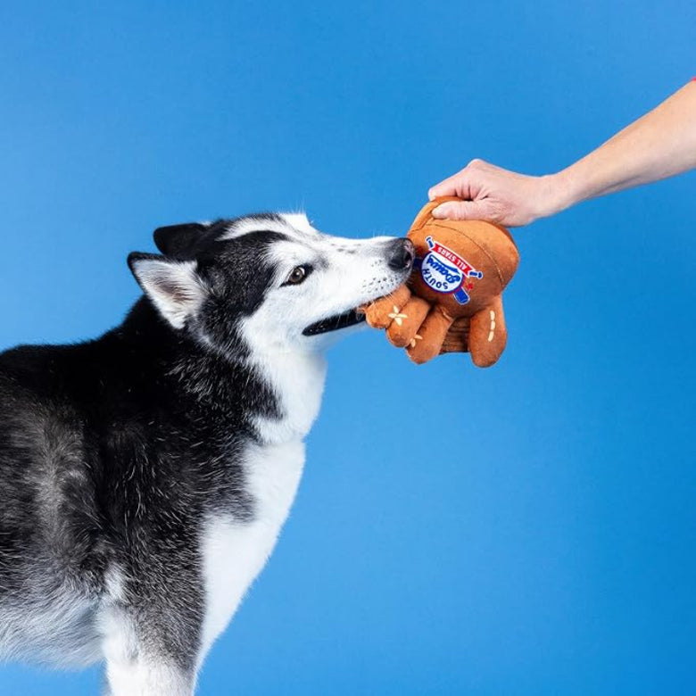 Catch You're Out Baseball Mitt Sports Plush Squeaky Dog Toy