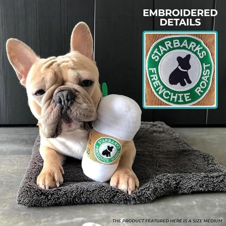 Haute Diggity Dog dog toys Starbarks White Coffee Cup Plush Squeak Dog Toy